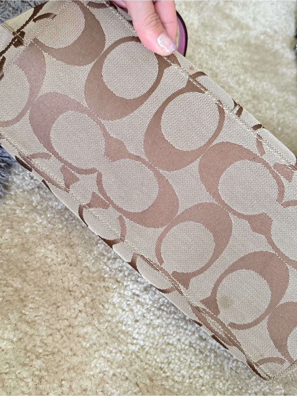 Coach Signature Canvas Tote with Pink Leather Trim - Picture 5 of 11
